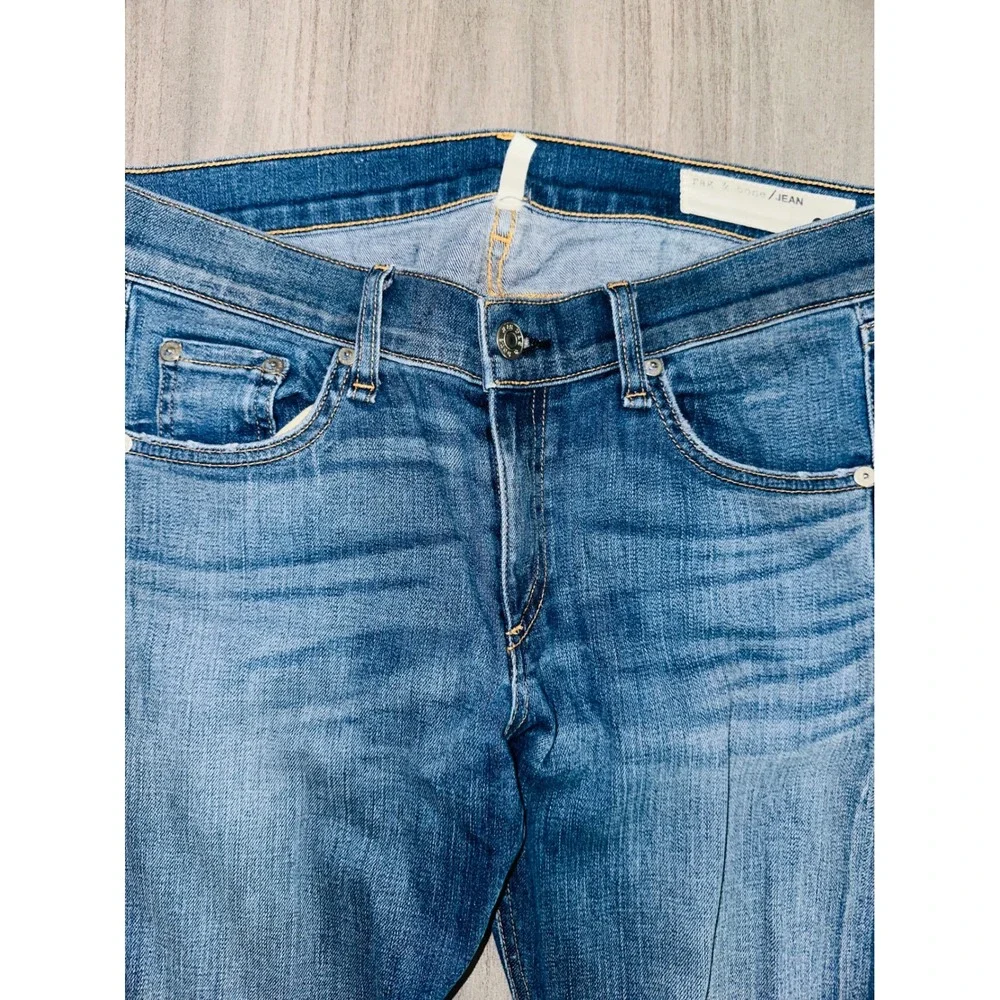WB3 Rag & Bone Skinny Jeans Carmine Blue Distressed Denim‎ 27 Womens